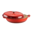 Kép 4/7 - Perfect Home Zománcozott Öntöttvas serpenyő - szeletsütő lábas fedővel 30 cm piros 14017
