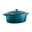 Kép 4/6 - Perfect Home Zománcozott öntöttvas kacsasütő ovális 30cm, 4.2L türkizkék 16639