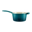 Kép 2/8 - Perfect Home Zománcozott öntöttvas nyeles lábas fedővel 19 cm 1,9L türkizkék 16641