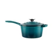 Kép 6/8 - Perfect Home Zománcozott öntöttvas nyeles lábas fedővel 19 cm 1,9L türkizkék 16641