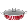 Kép 1/2 - Perfect Home Piros Pöttyös Zománcozott szeletsütő lábas 28 cm+üvegfedő 28161