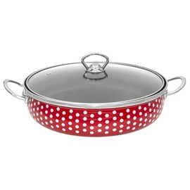 Perfect Home Piros Pöttyös Zománcozott szeletsütő lábas 28 cm+üvegfedő 28161