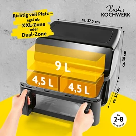 GOURMETMAXX Forrólevegős fritőz/ Airfryer Digitális Vario kétkamrás 9L DS14349-L GOURMETMAXX Forrólevegős fritőz/ Airfryer Digitális Vario kétkamrás 9L DS14349-L