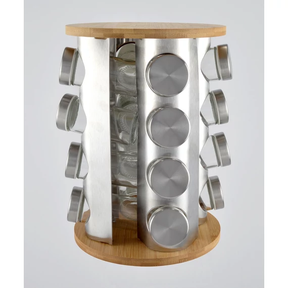 Perfect Home Forgó fűszertartó 16 részes bambusz - rozsdamentes 16675