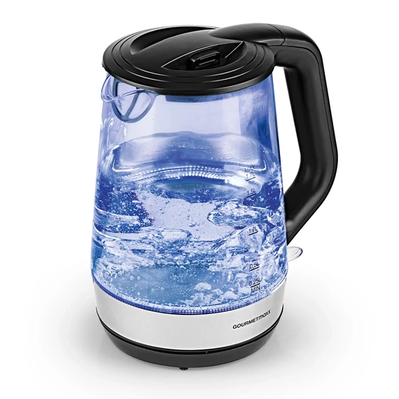 GourmetMaxx Üveg Vízforraló Rozsdamentesacél Fekete 1,7L 2200W DS11330-L